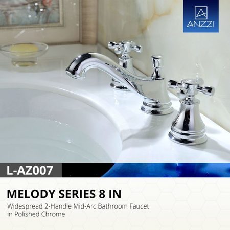 Anzzi Melody 8" Widespread Mid-Arc Bathroom Faucet, Polished Chrome L-AZ007